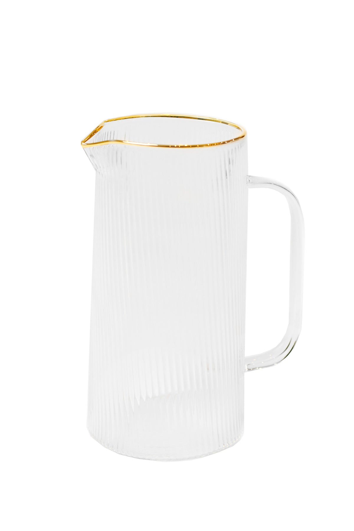 Ribbed Glass Pitcher 52 oz with Gold Rim - The Closeout Connection#Color_Clear-Gold