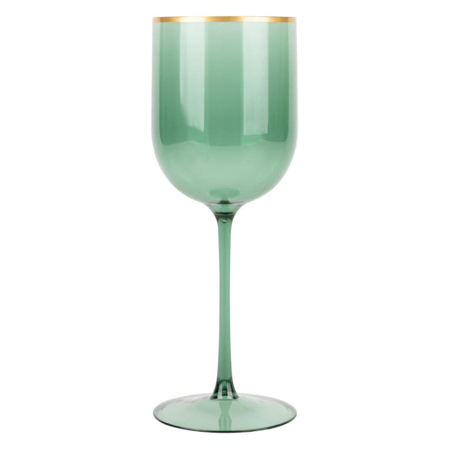 Green Gold Rim Wine Glasses- 5 Count - The Closeout Connection