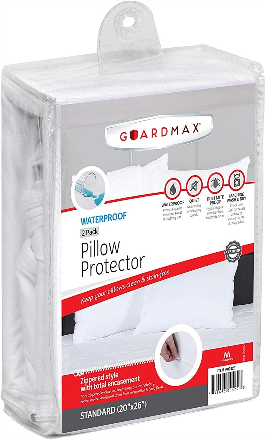 GuardMax Waterproof Pillow Protector- 2 Count - The Closeout Connection