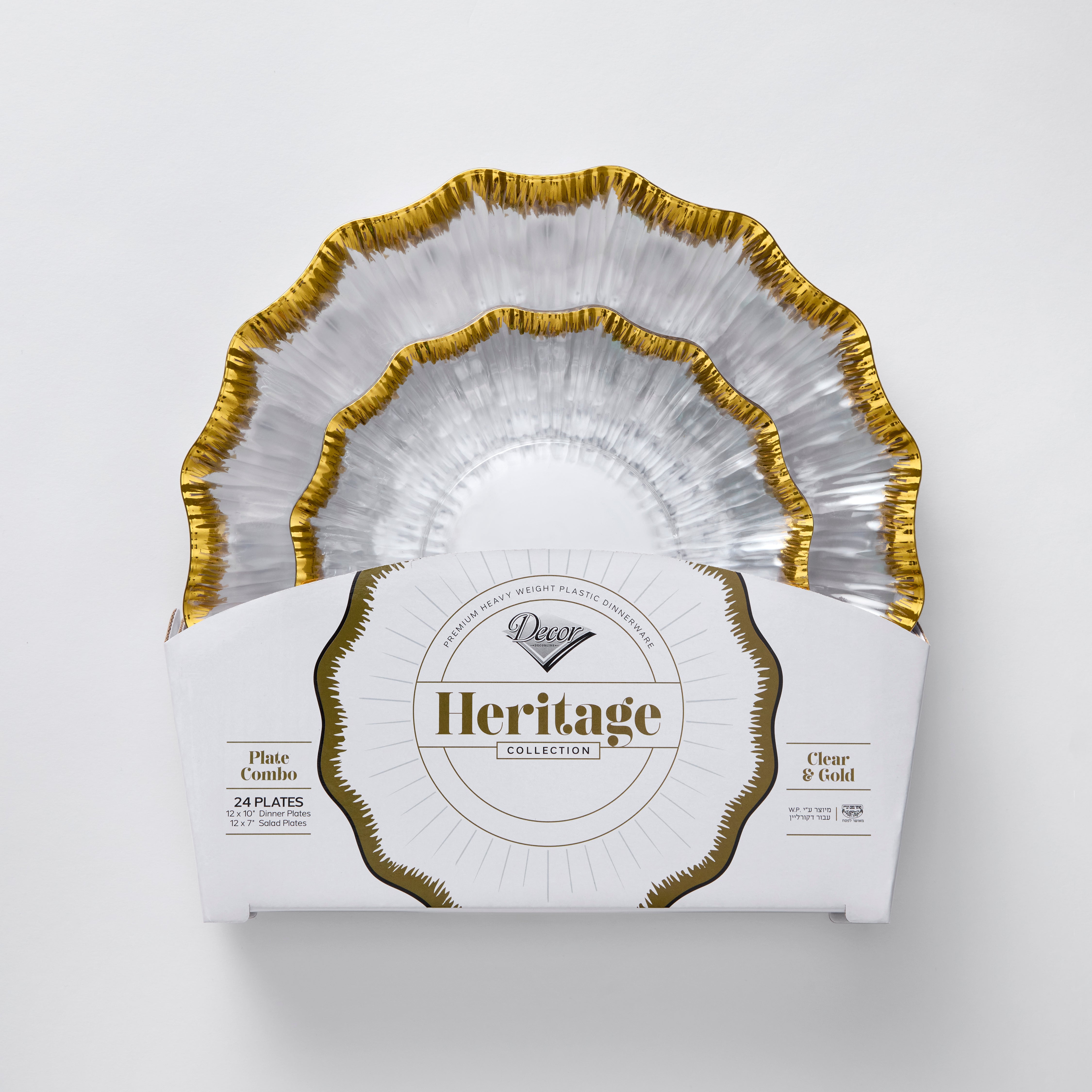 Decor Heritage Collection Plates Clear & Gold, 10" and 7"#Color_Clear/Gold