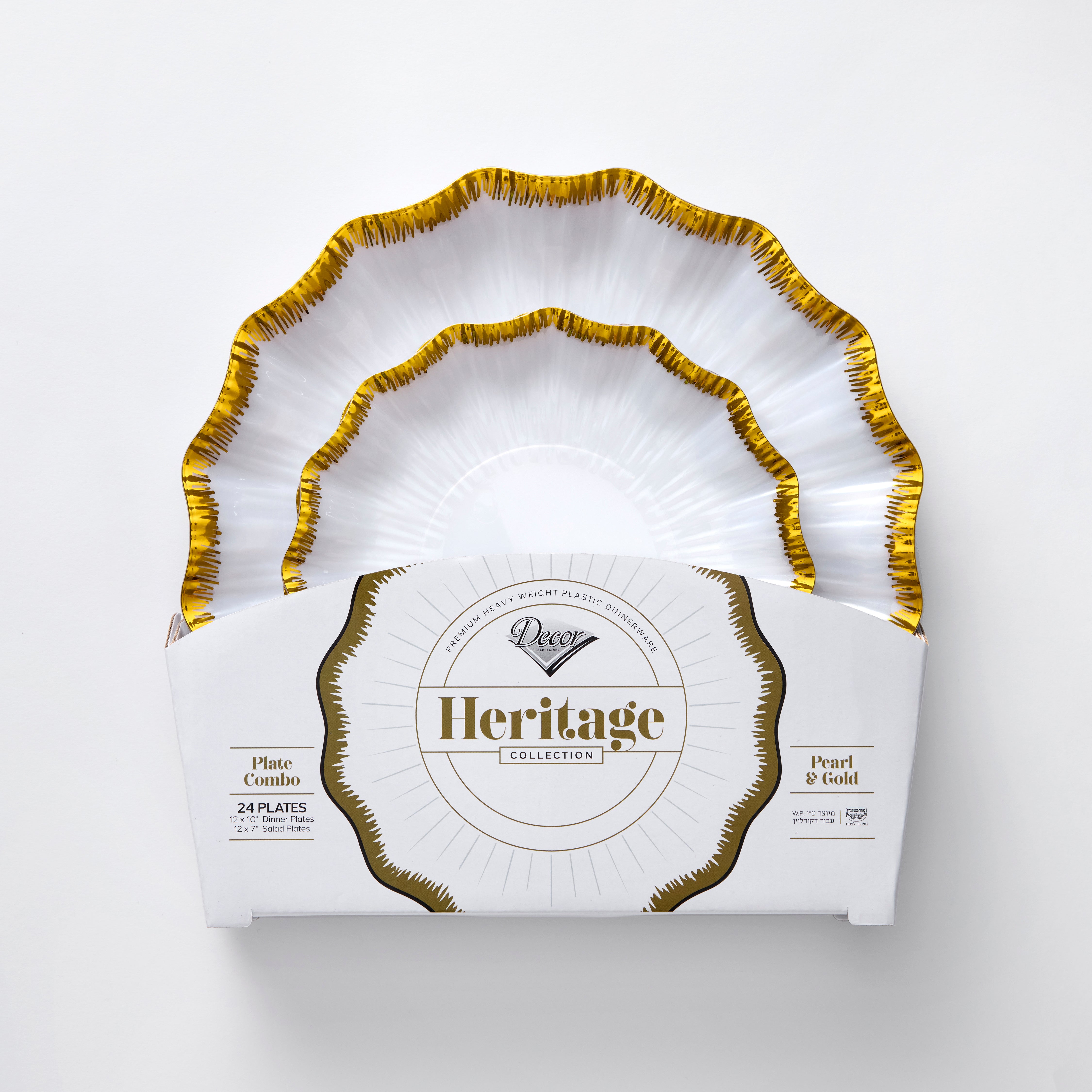 Decor Heritage Collection Plates Pearl & Gold, 10" and 7"#Color_Pearl/Gold