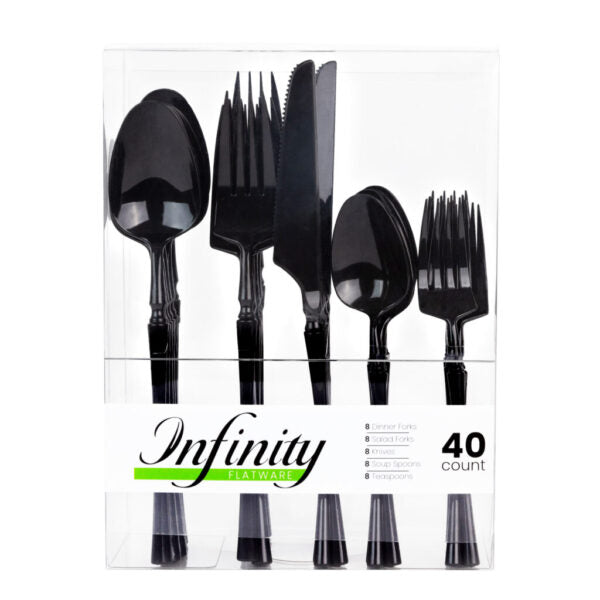 Infinity Flatware Collection Black Combo Set - 40 Count
