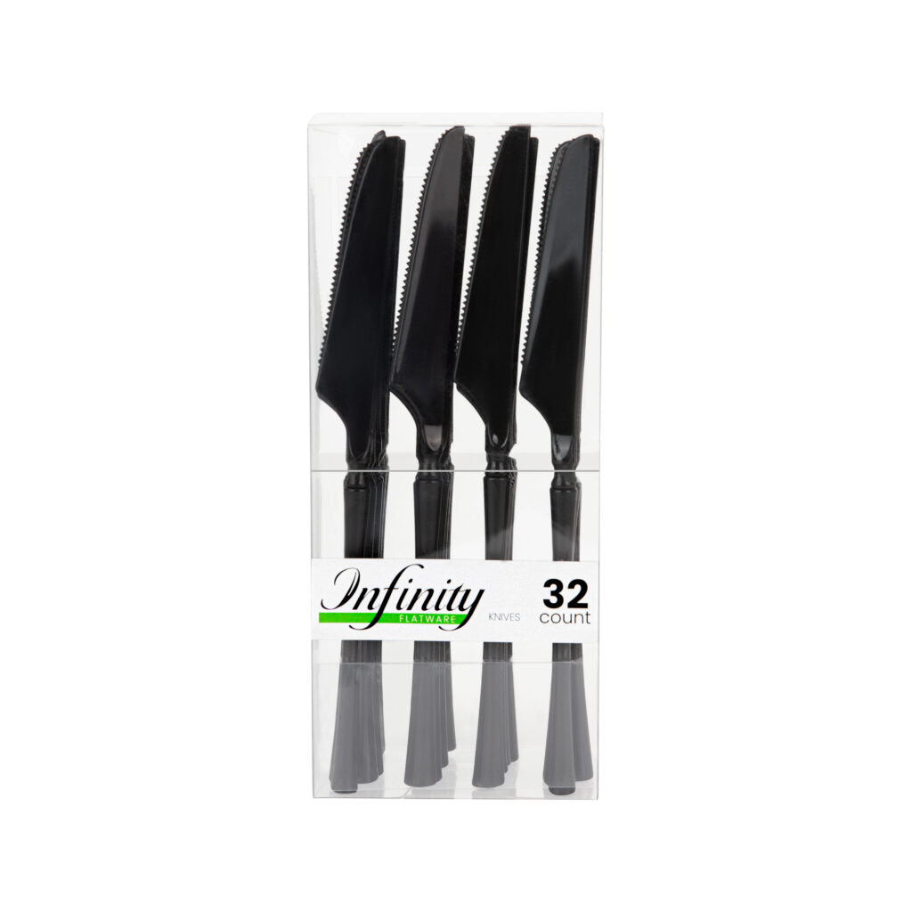 Infinity Flatware Collection Black Knives - 32 Count#Color_Black#Type_Knives - 32 Count