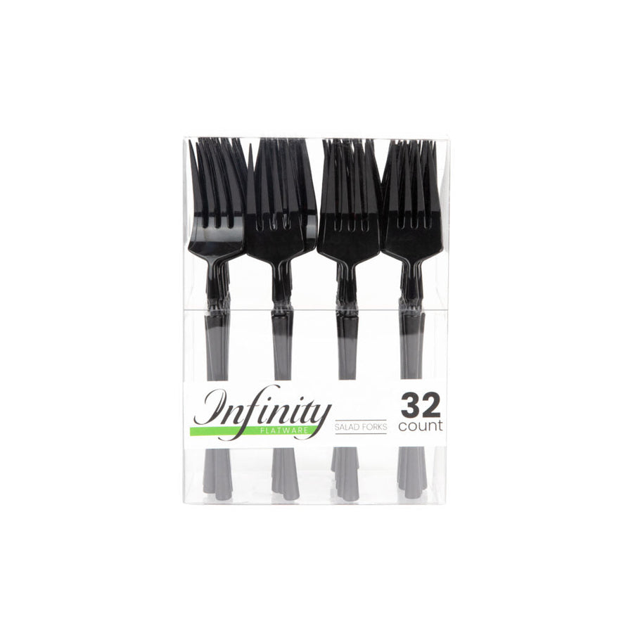 Infinity Flatware Collection Black Salad Forks - 32 Count
