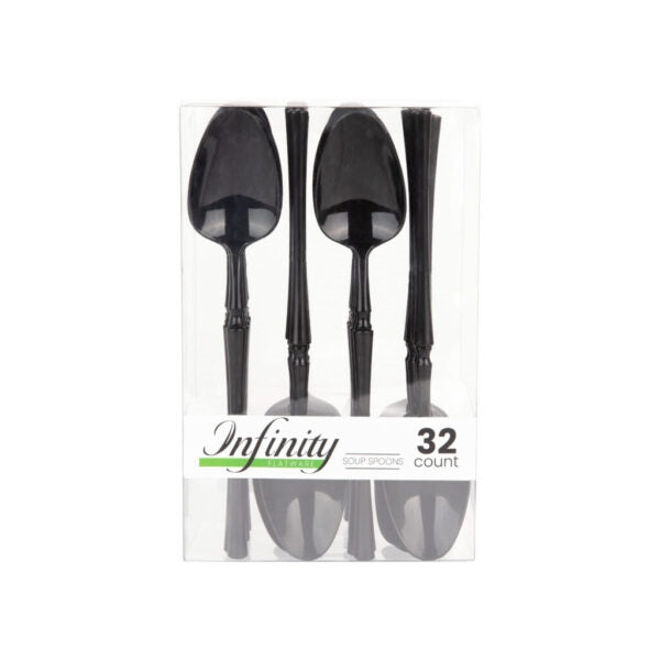 Infinity Flatware Collection Black Soup Spoons - 32 Count#Color_Black#Type_Soup Spoons - 32 Count