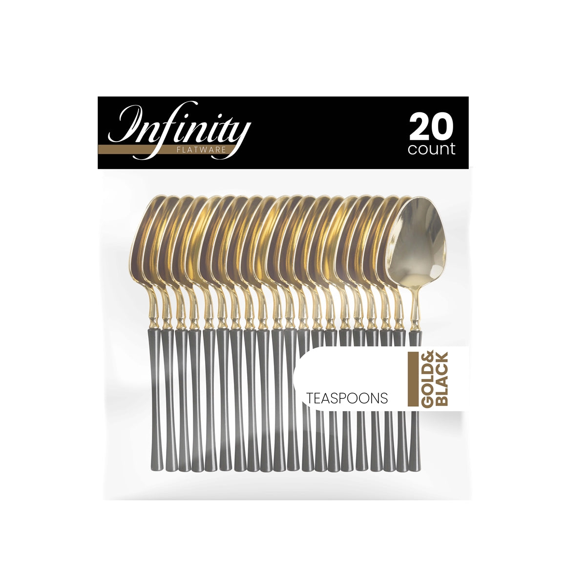 Infinity Flatware Gold and Black Teaspoons - 20 Count#Color_Gold/Black#Type_Teaspoons - 20 Count