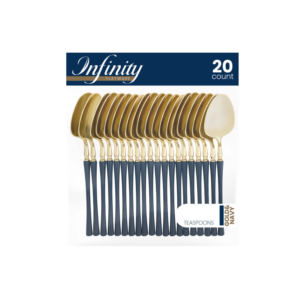 Infinity Flatware Gold and Navy Teaspoons - 20 Count#Color_Gold/Navy#Type_Teaspoons - 20 Count