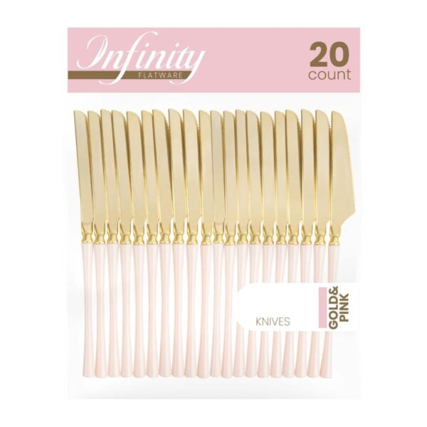 Infinity Flatware Pink and Gold Knives - 20 Count#Color_Pink/Gold#Type_Knives - 20 Count