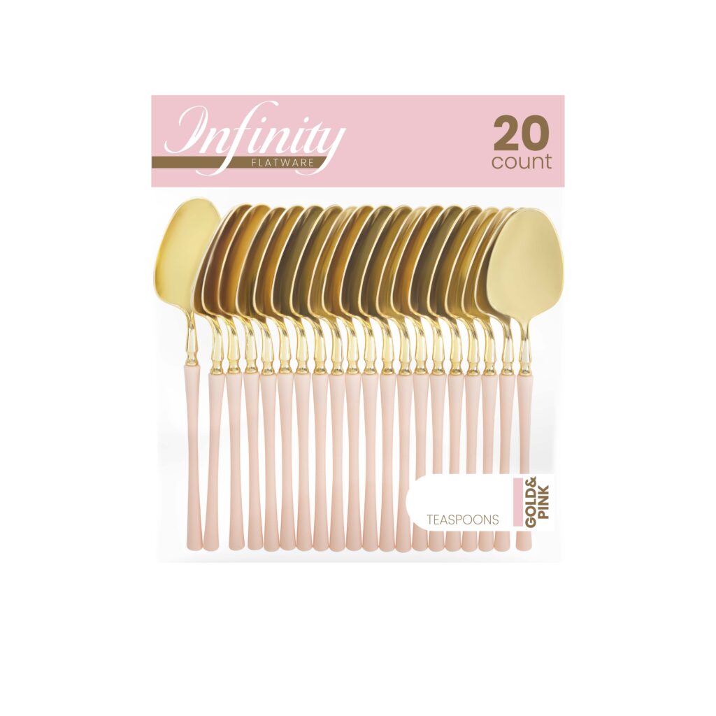 Infinity Flatware Pink and Gold Teaspoons - 20 Count#Color_Pink/Gold#Type_Teaspoons - 20 Count