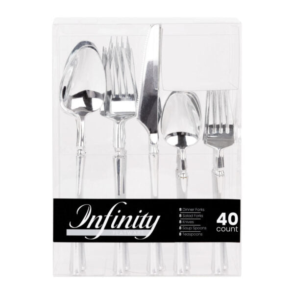 Infinity Flatware Collection Silver Combo Set - 40 Count#Color_Silver#Type_Combo Set - 40 Count