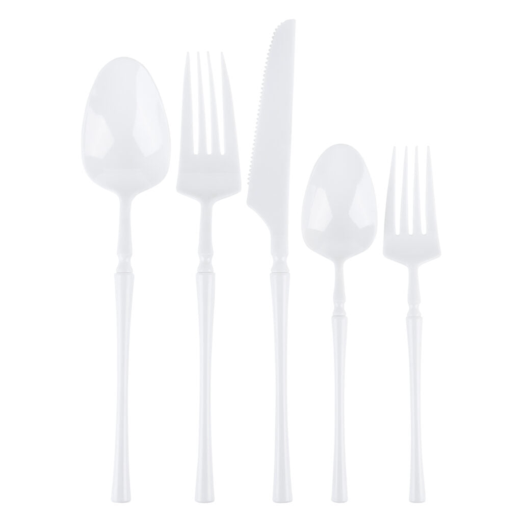 Infinity Flatware Collection White 5-piece place setting#Color_White