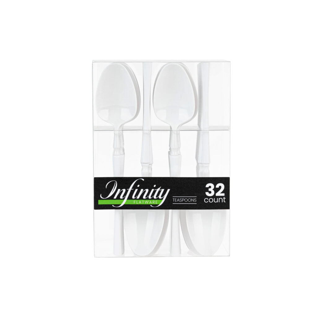 Infinity Flatware Collection White Teaspoons - 32 Count#Color_White#Type_Teaspoons - 32 Count