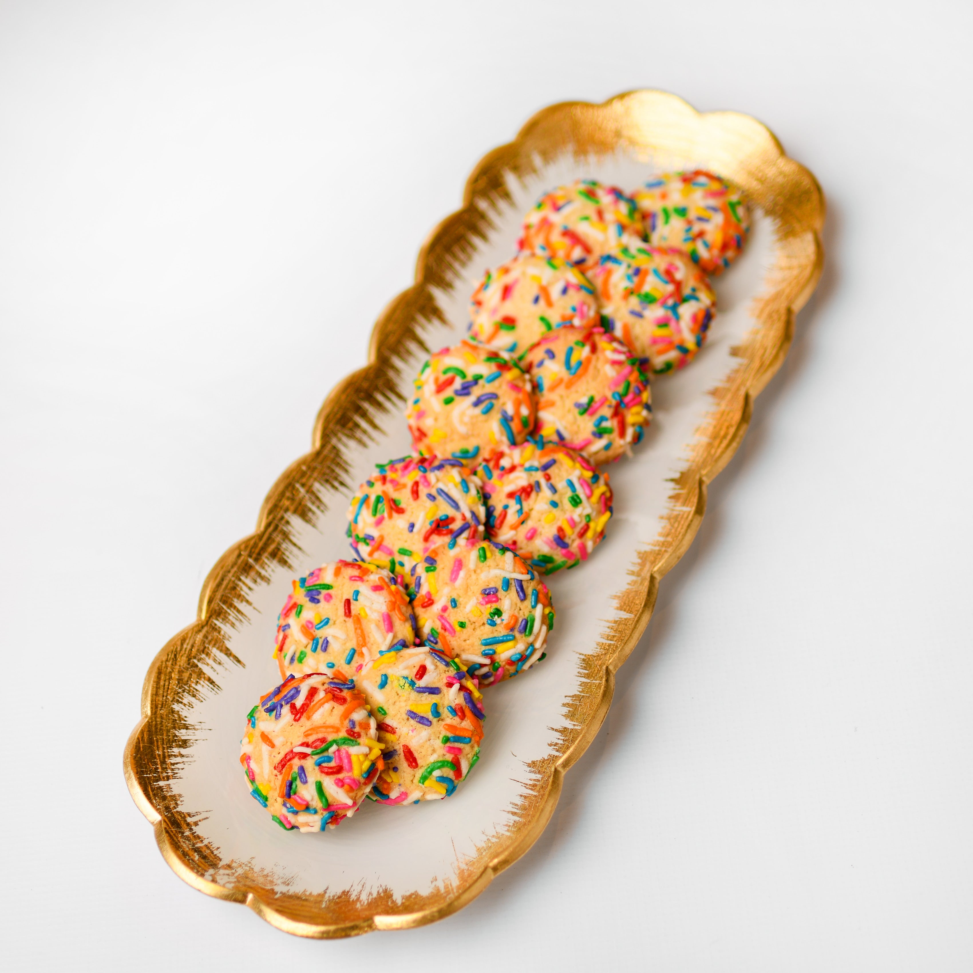 White Glass Tray with Gold Edges