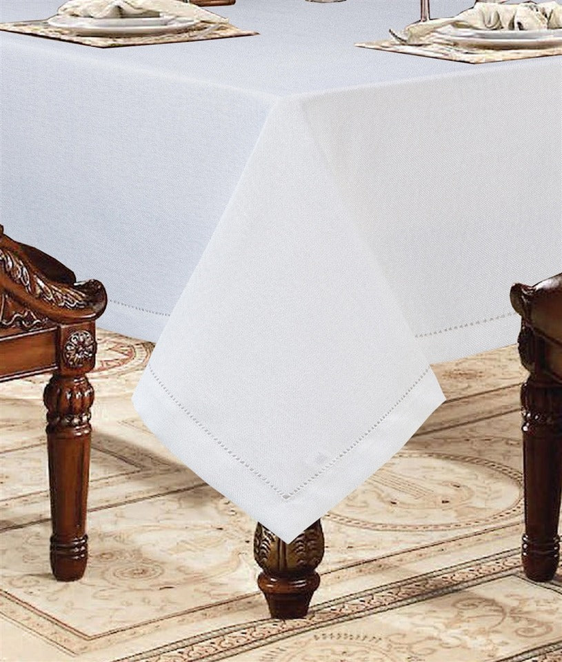 Linen-Like White Tablecloth - The Closeout Connection
