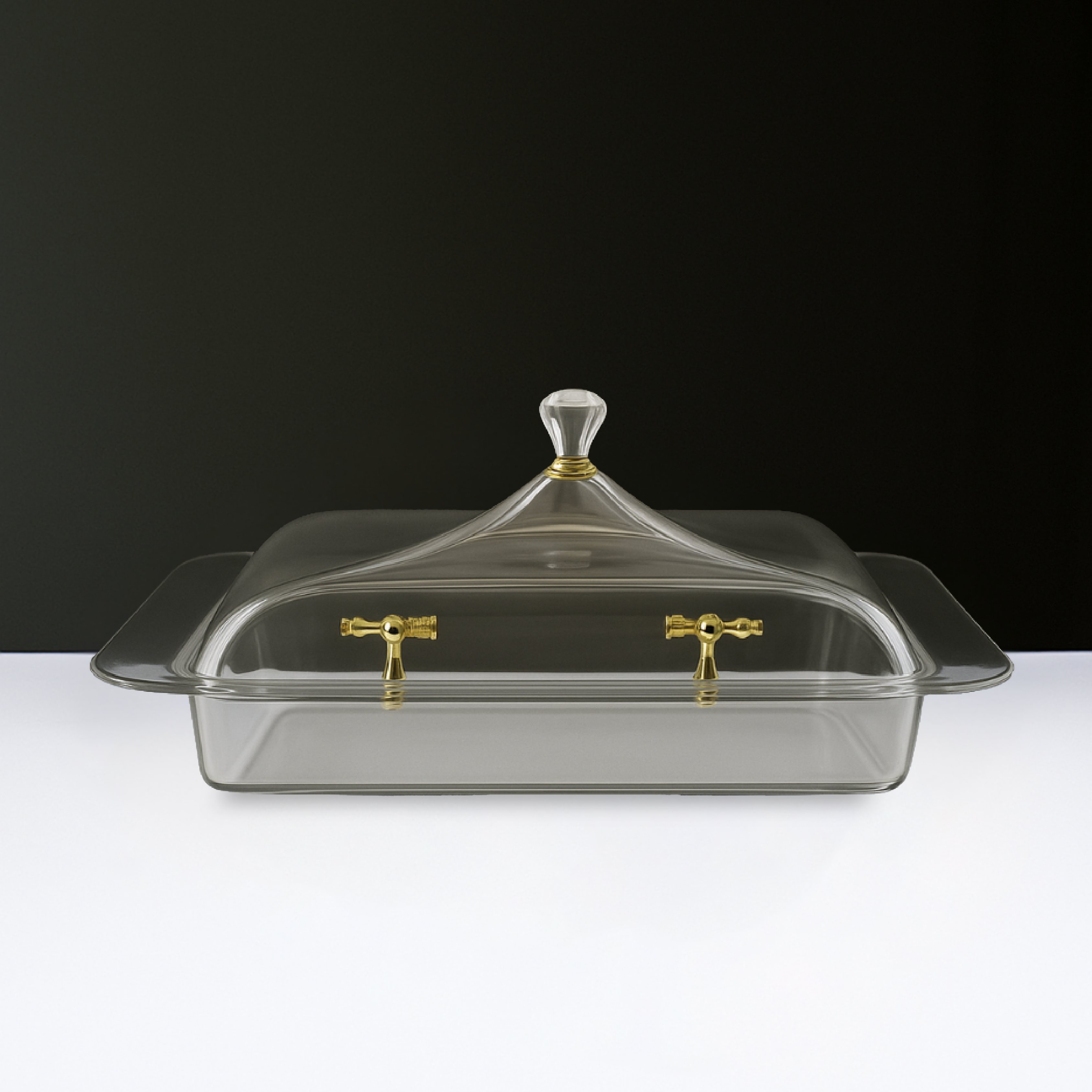 Square Cake Tray with Gold Handles