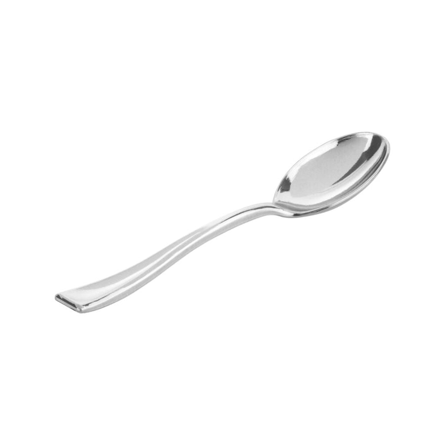 Mini Silver Plastic Spoons - 30 Count - The Closeout Connection