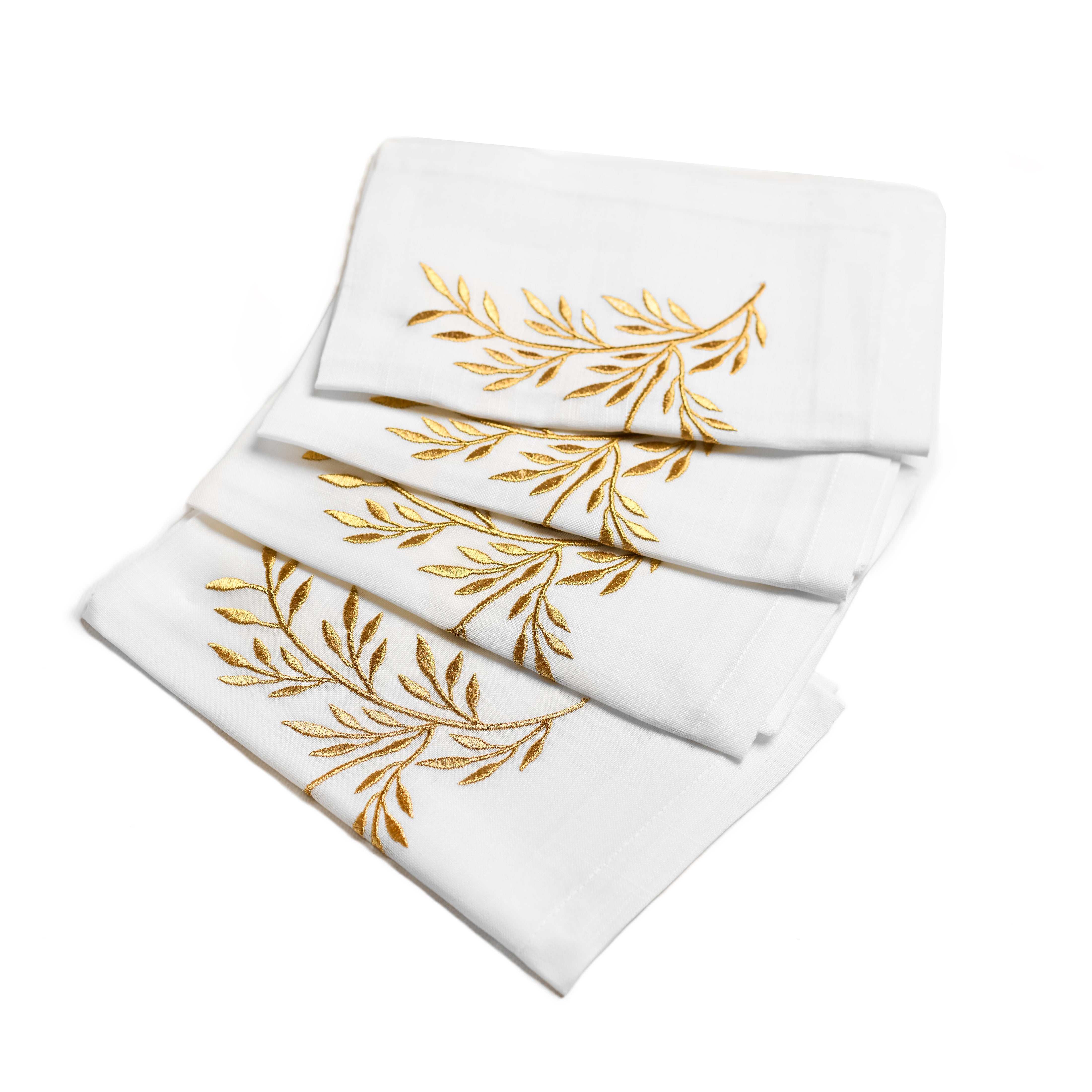 Gold Branch Cloth Napkins - 4 Count - The Closeout Connection