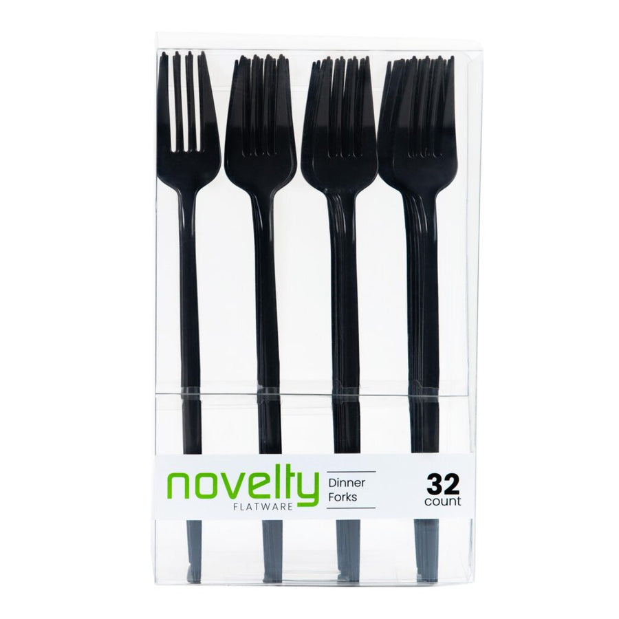 Novelty Black Flatware Dinner Forks - 32 Count - The Closeout Connection