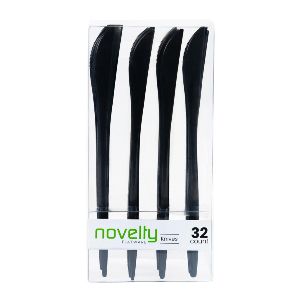 Novelty Black Flatware Knives - 32 Count - The Closeout Connection#Color_Black#Type_Knives - 32 Count