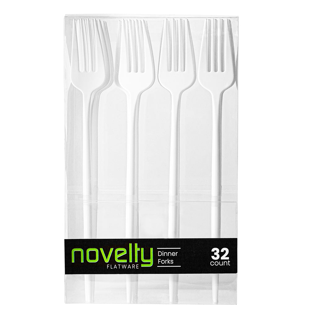 Novelty White Flatware Dinner Forks - 32 Count - The Closeout Connection#Color_White#Type_Dinner Forks - 32 Count