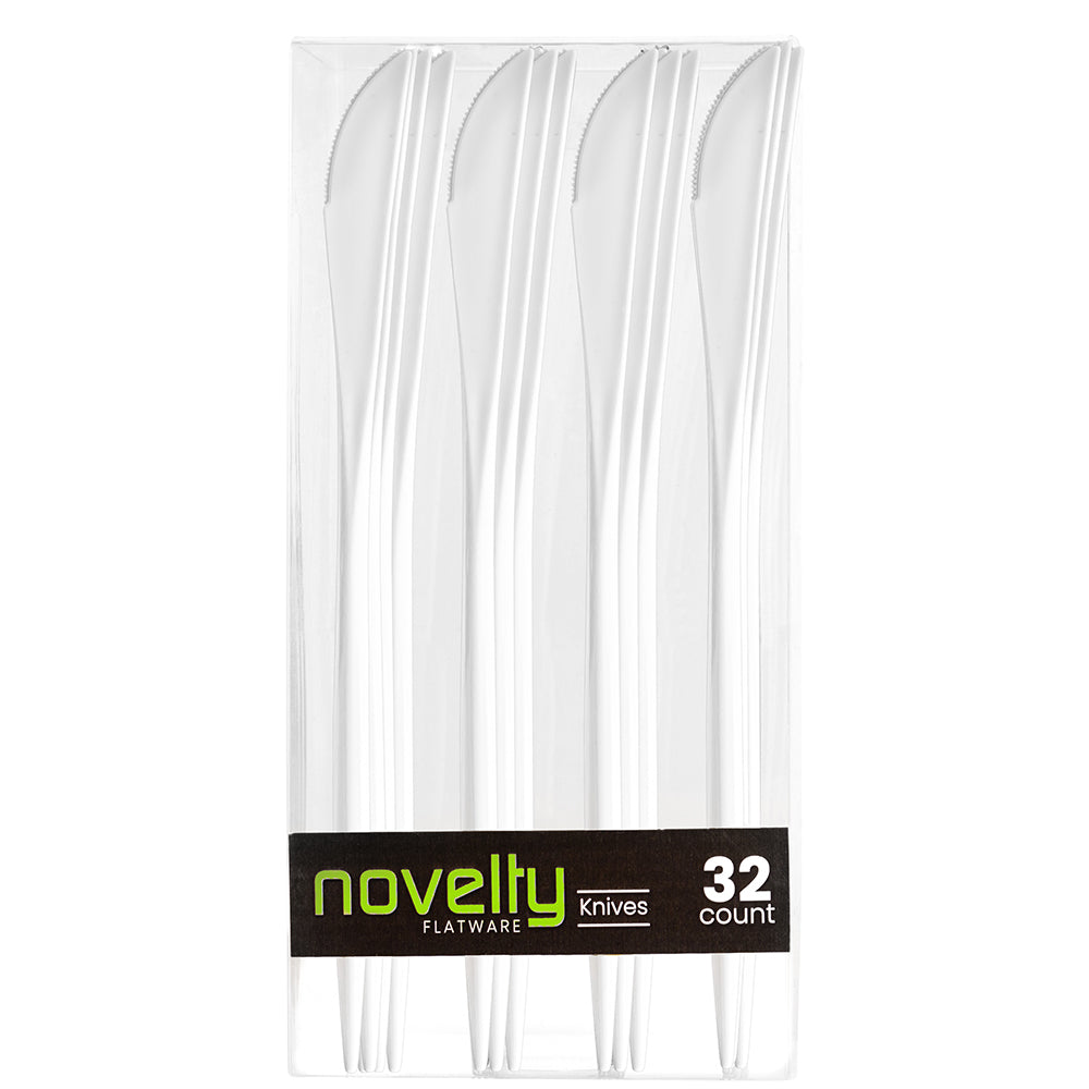 Novelty White Flatware Knives - 32 Count - The Closeout Connection#Color_White#Type_Knives - 32 Count