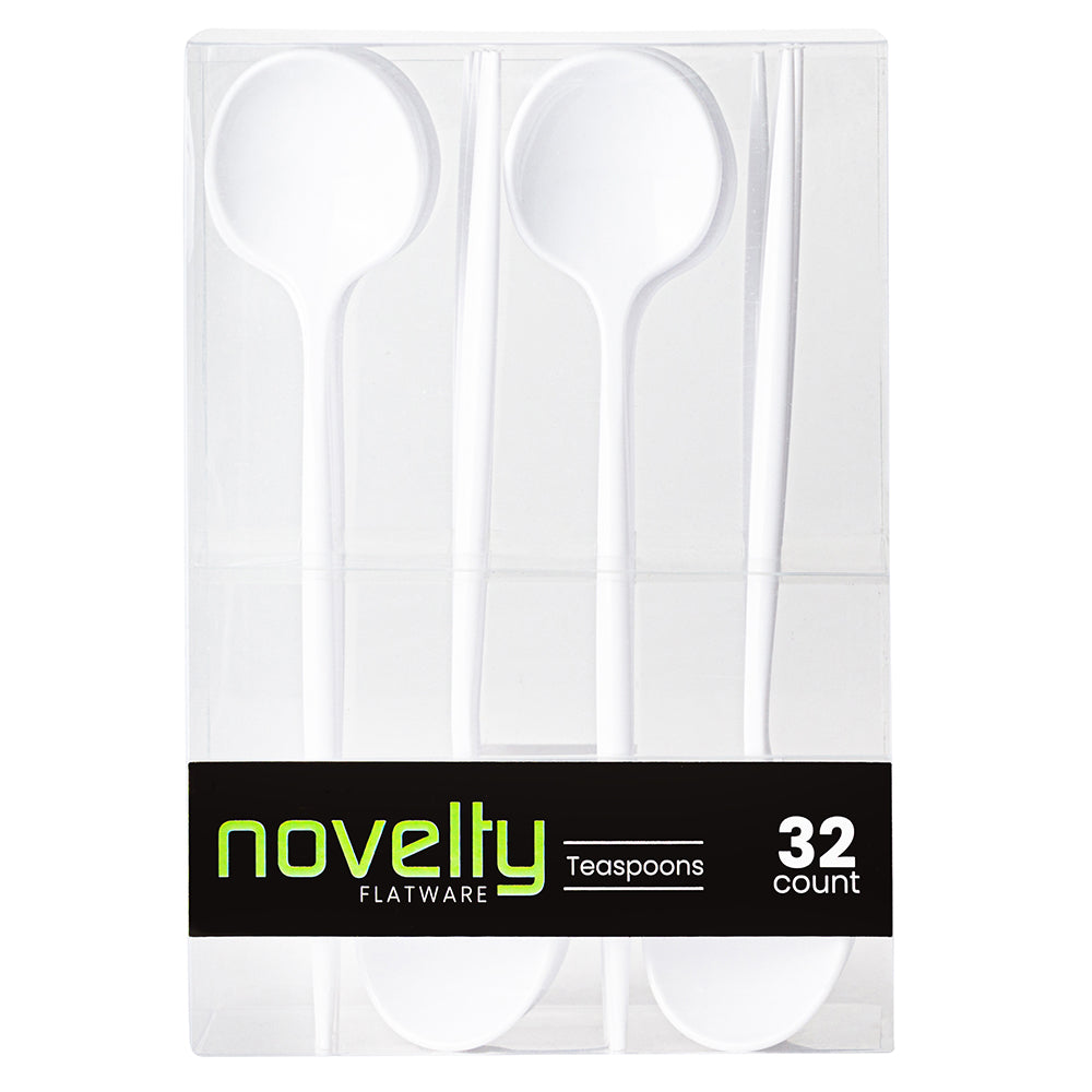 Novelty White Flatware Teaspoons - 32 Count - The Closeout Connection#Color_White#Type_Teaspoons - 32 Count
