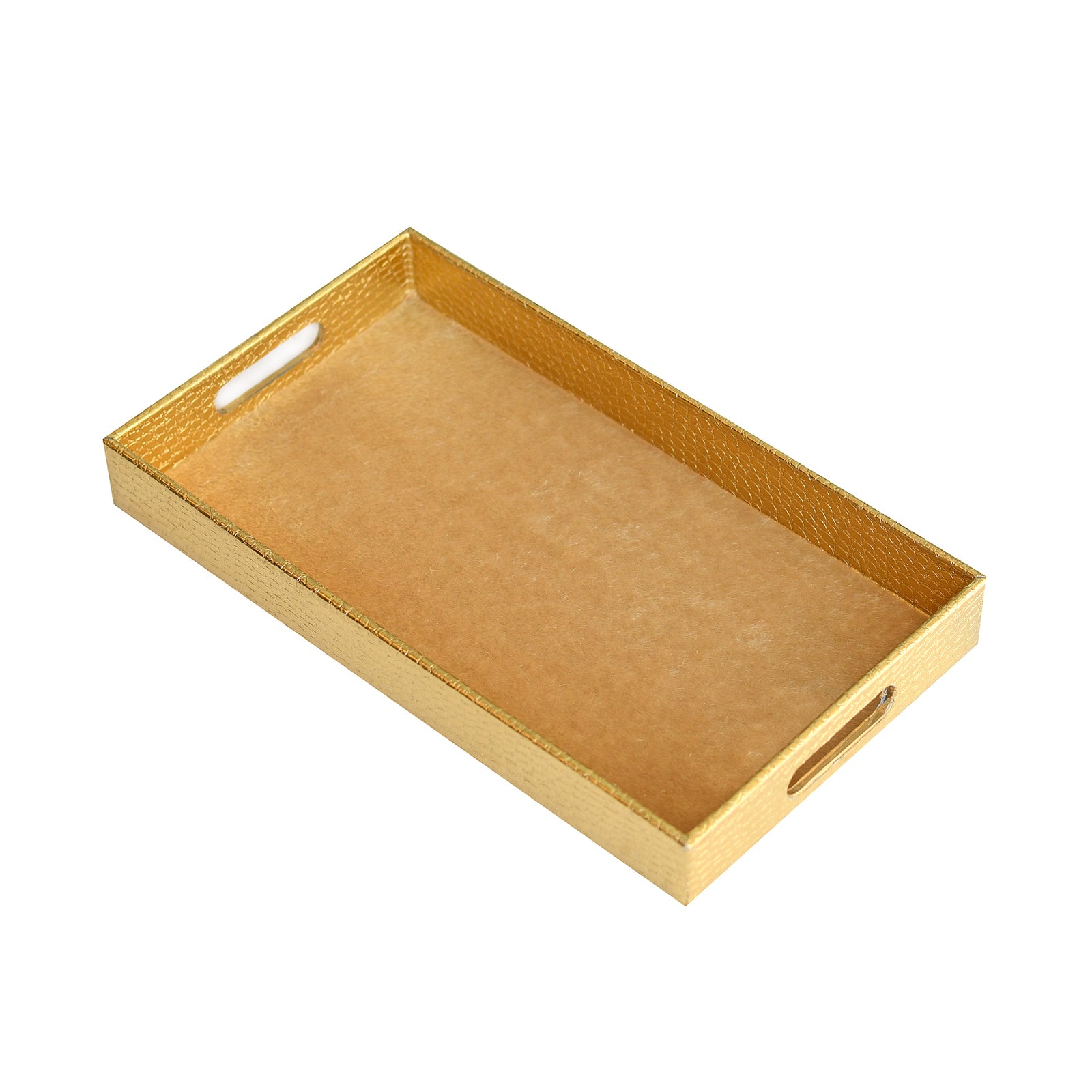 Faux Leather Tray in Gold