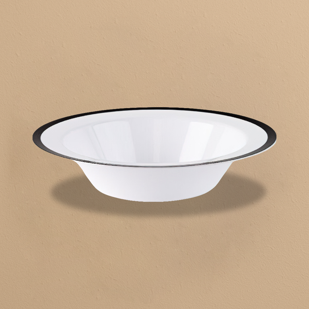 Soup Bowls White Black Rim- 10 Count