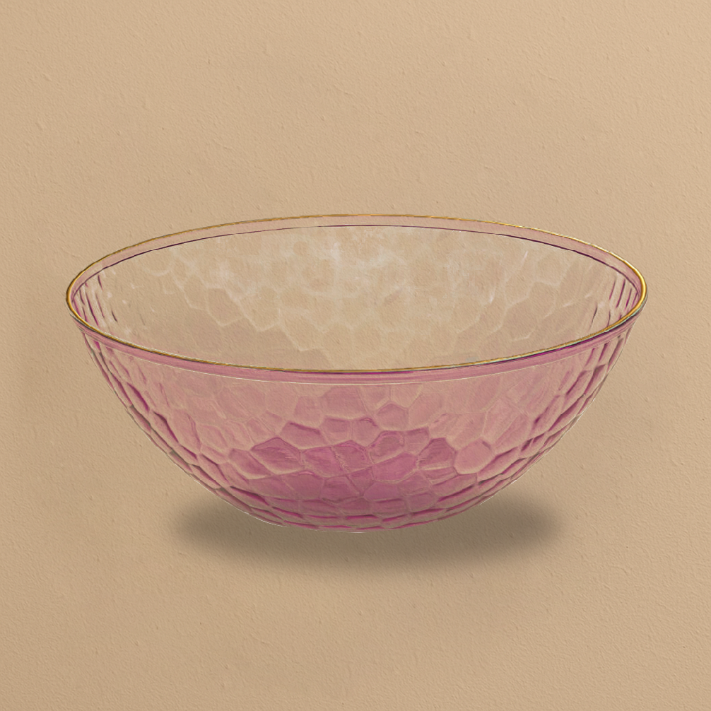 Pink/Gold Rim Soup Bowls - 10 Count