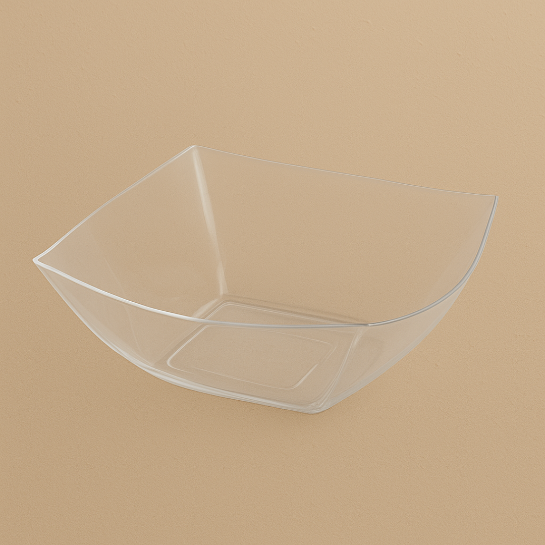 Fancy Square Clear Plastic Serving Bowl