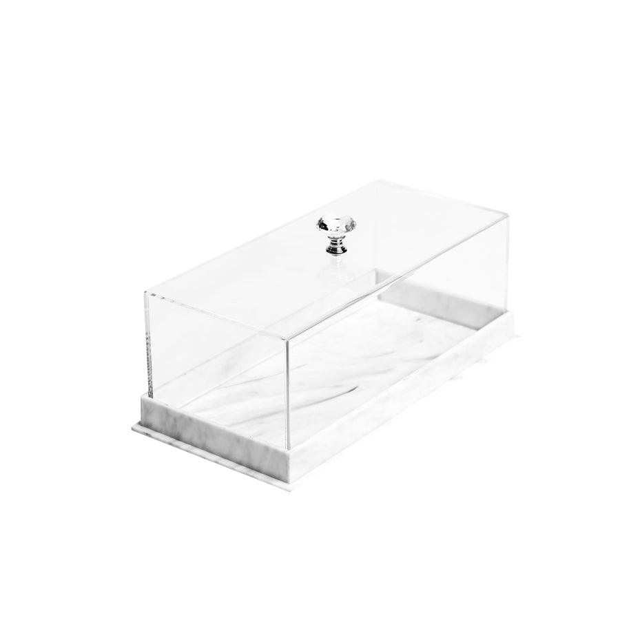 Lucite Cake Tray with Marble Base 5" x 10"