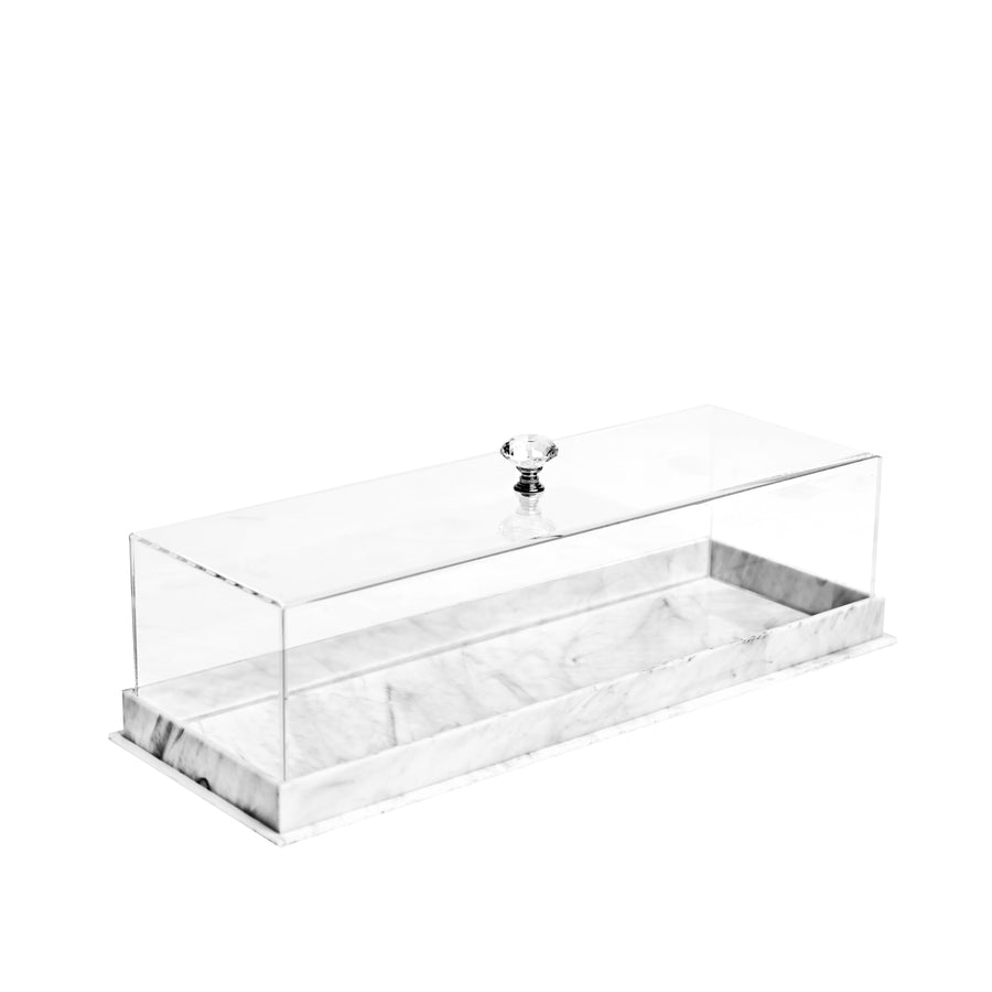 Lucite Cake Tray with Marble Base 5" x 14"