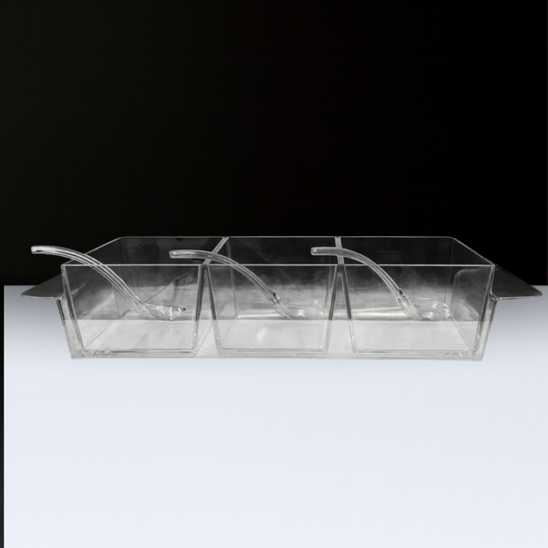 Lucite Clear 3 Section Spoon Tray