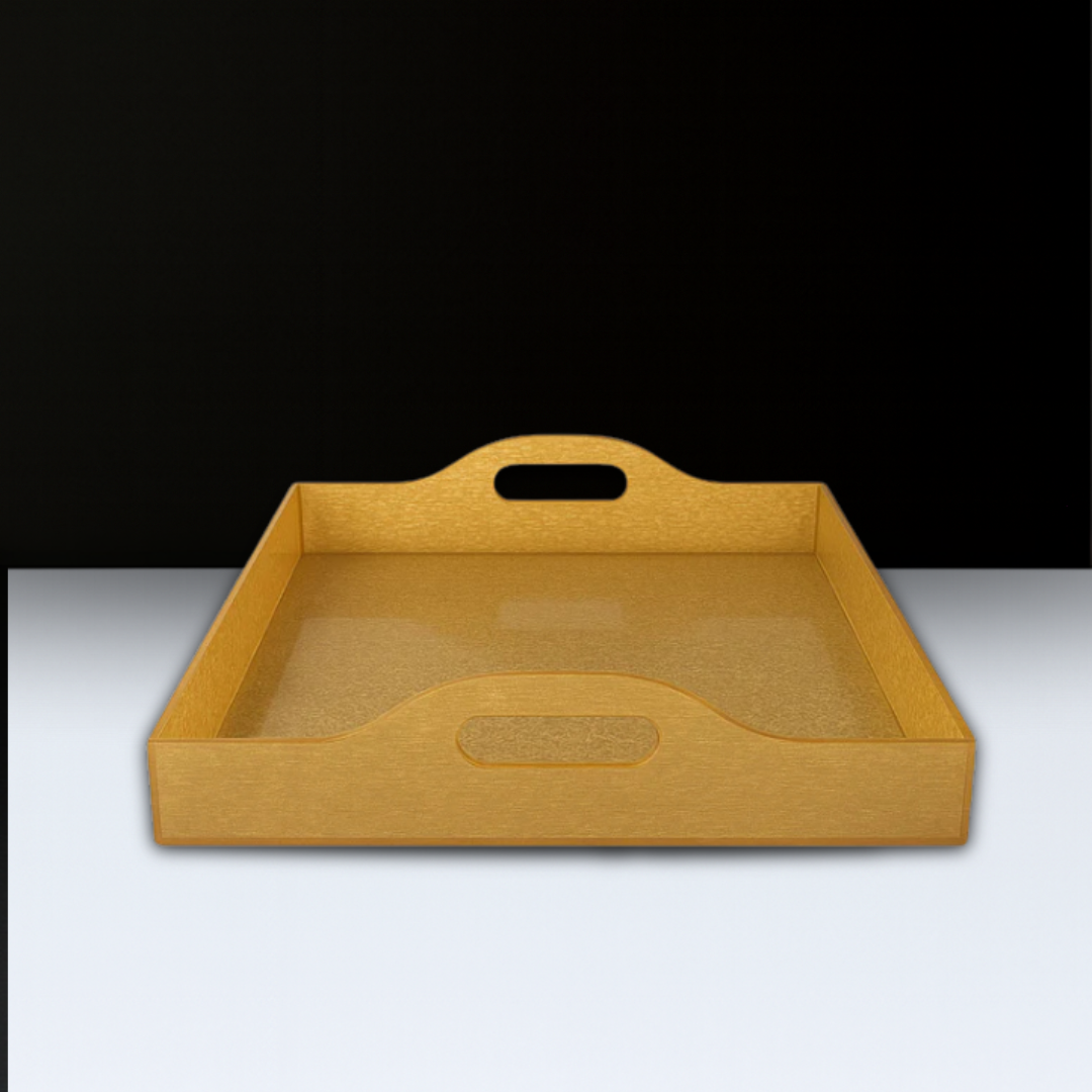 Gold Lucite Tray with Handles
