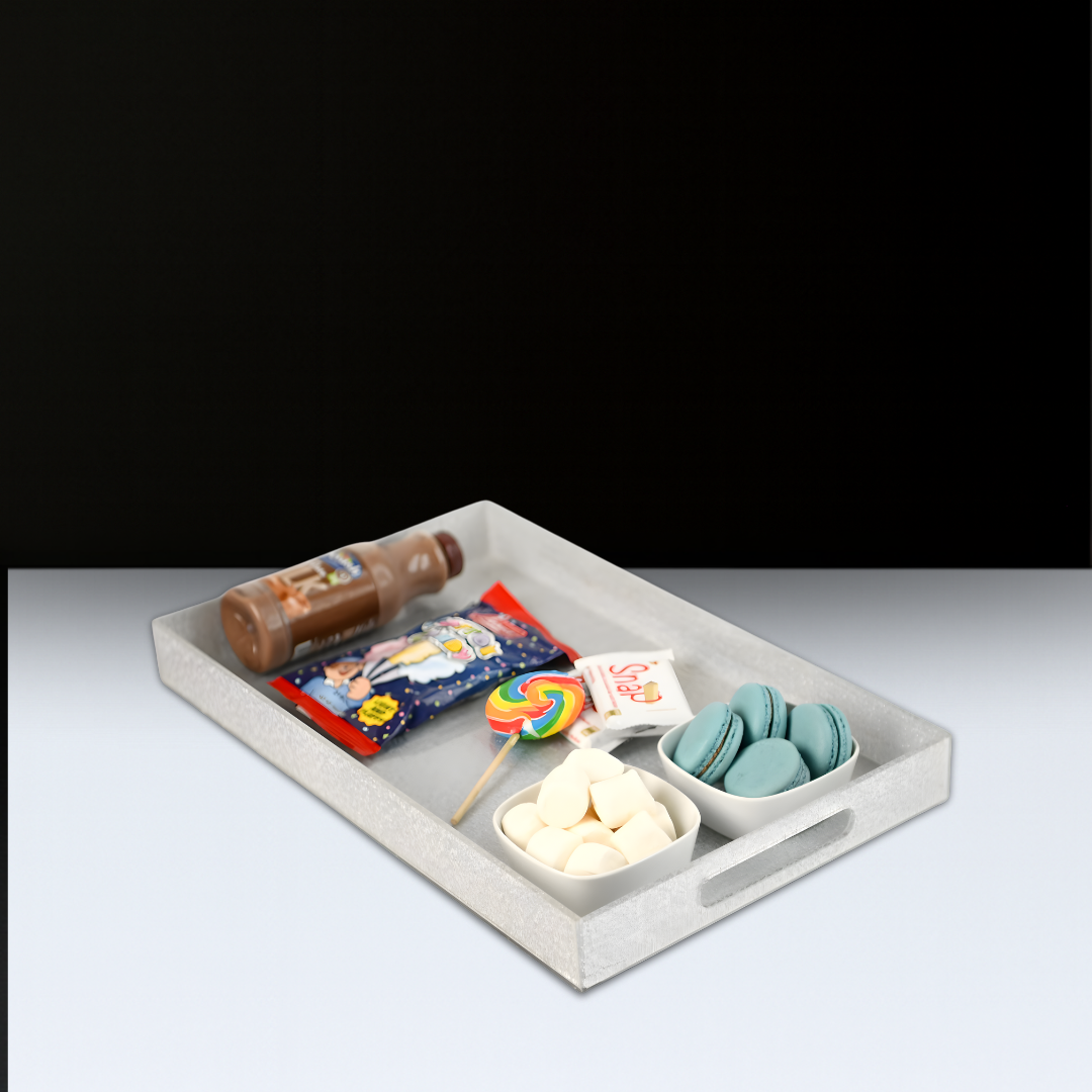 Large Silver Lucite Tray with Handles