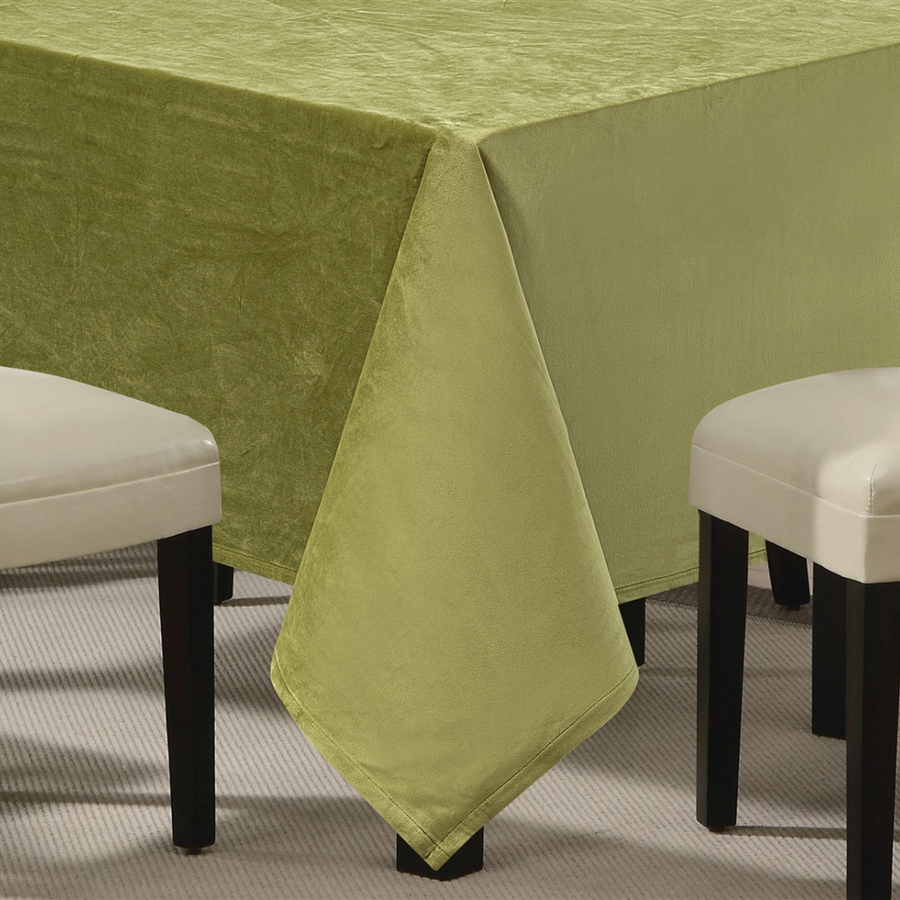 Santa Monica Olive Green Velvet Tablecloth - The Closeout Connection