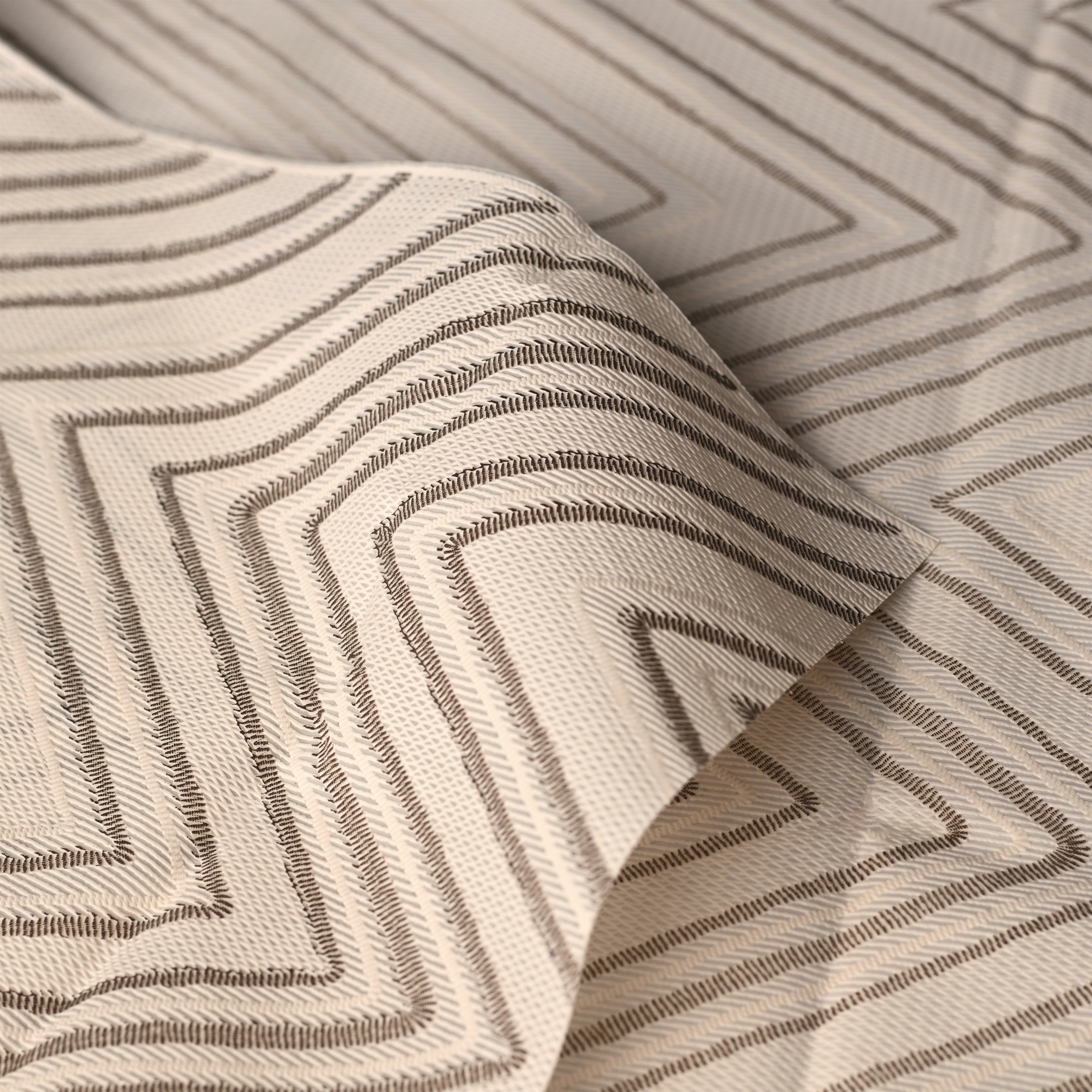 Saranac Vinyl Tablecloth - chevron stripe corner detail
