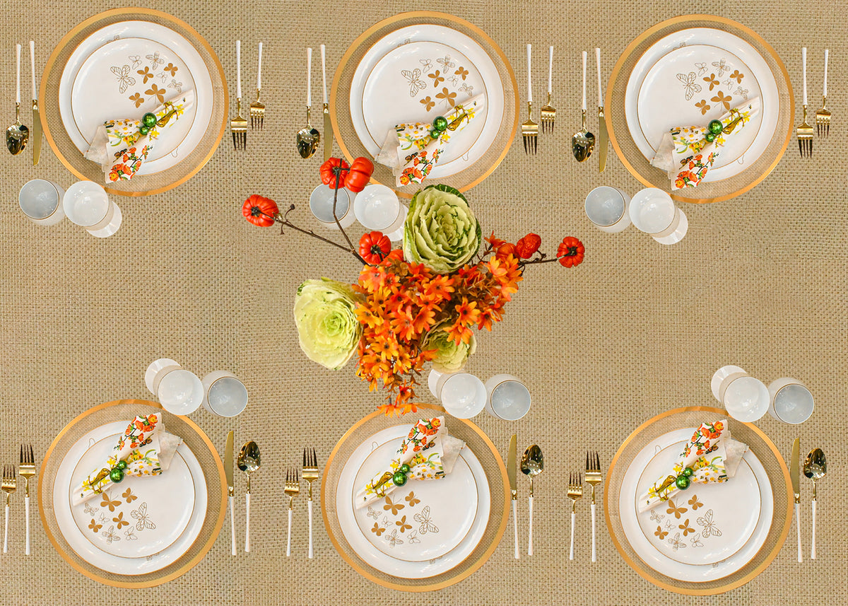 154 Piece Set - Ivory and Gold Petal Scape 10 Guests