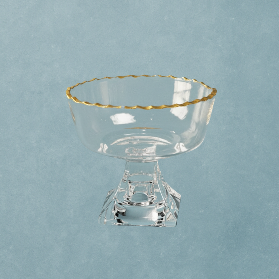 Monte Carlo Circular Gold Rimmed Pedestal Dessert Cups 9oz - The Closeout Connection