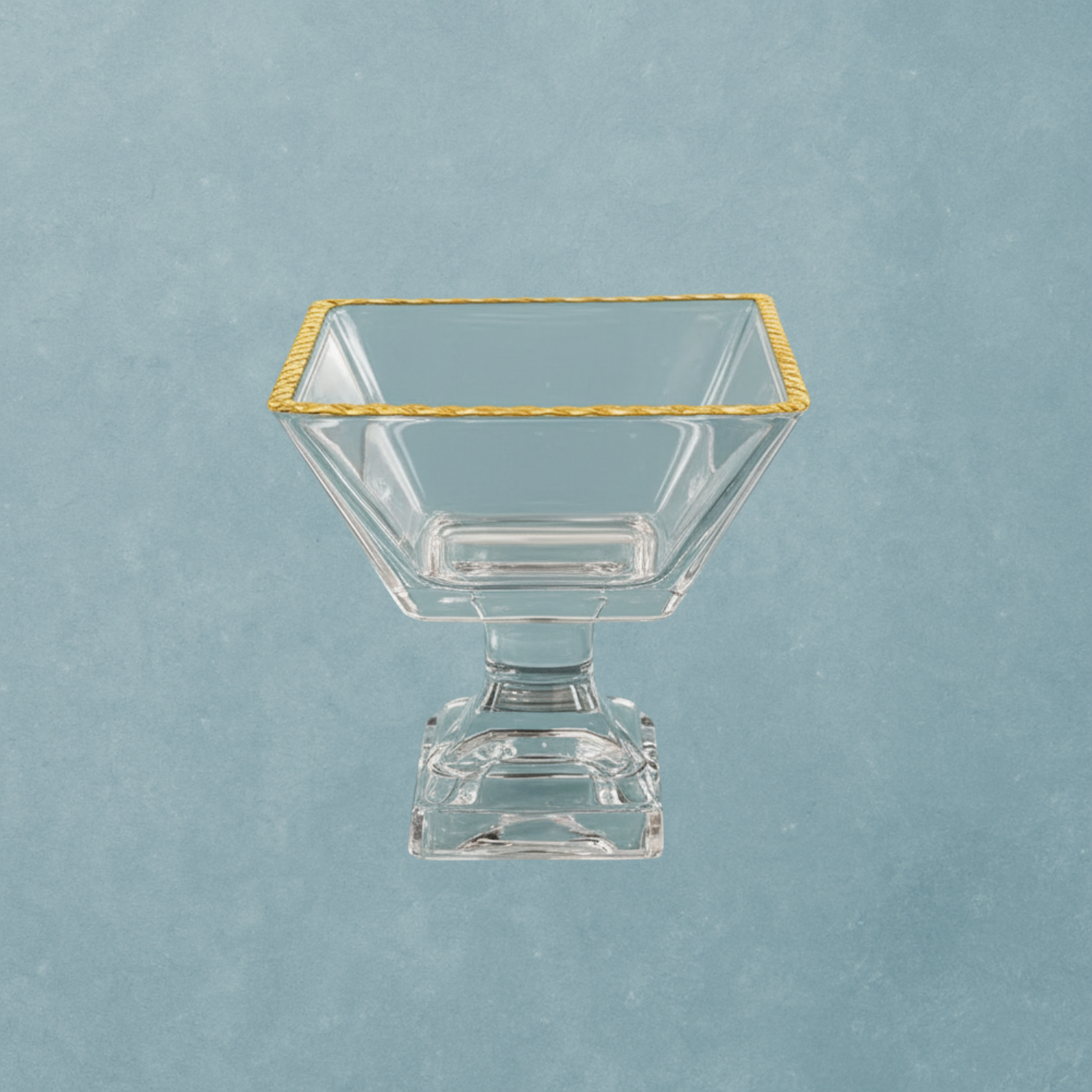 Monte Carlo Square Gold Rimmed Pedestal Dessert Cups - 6oz