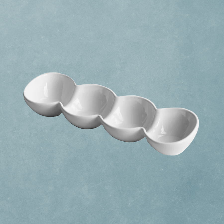 White 4 Round Section Ceramic Dish - The Closeout Connection