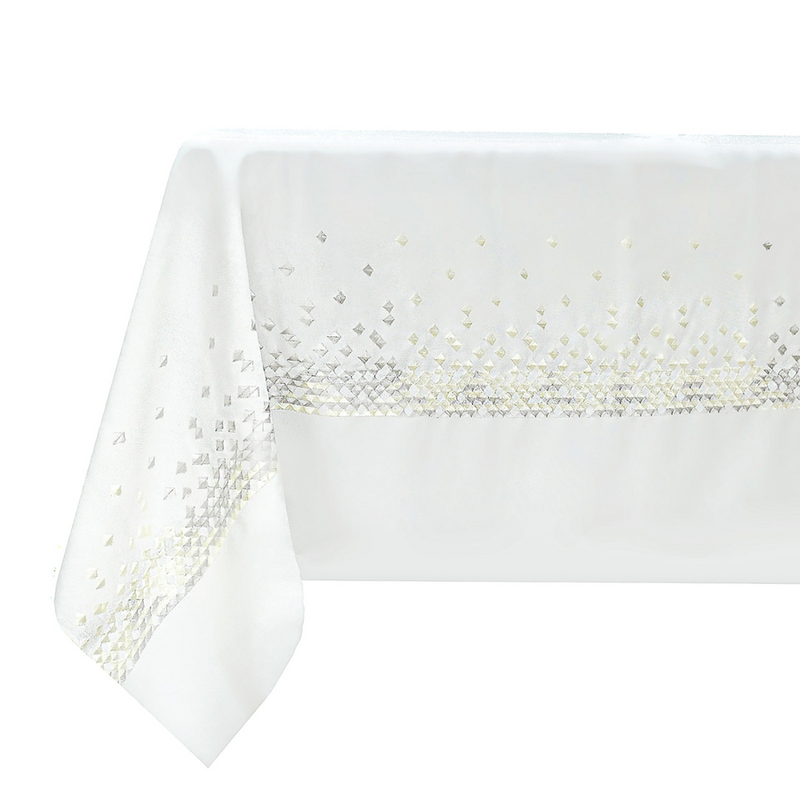 Turim Embroidered Silver and Cream Tablecloth - The Closeout Connection