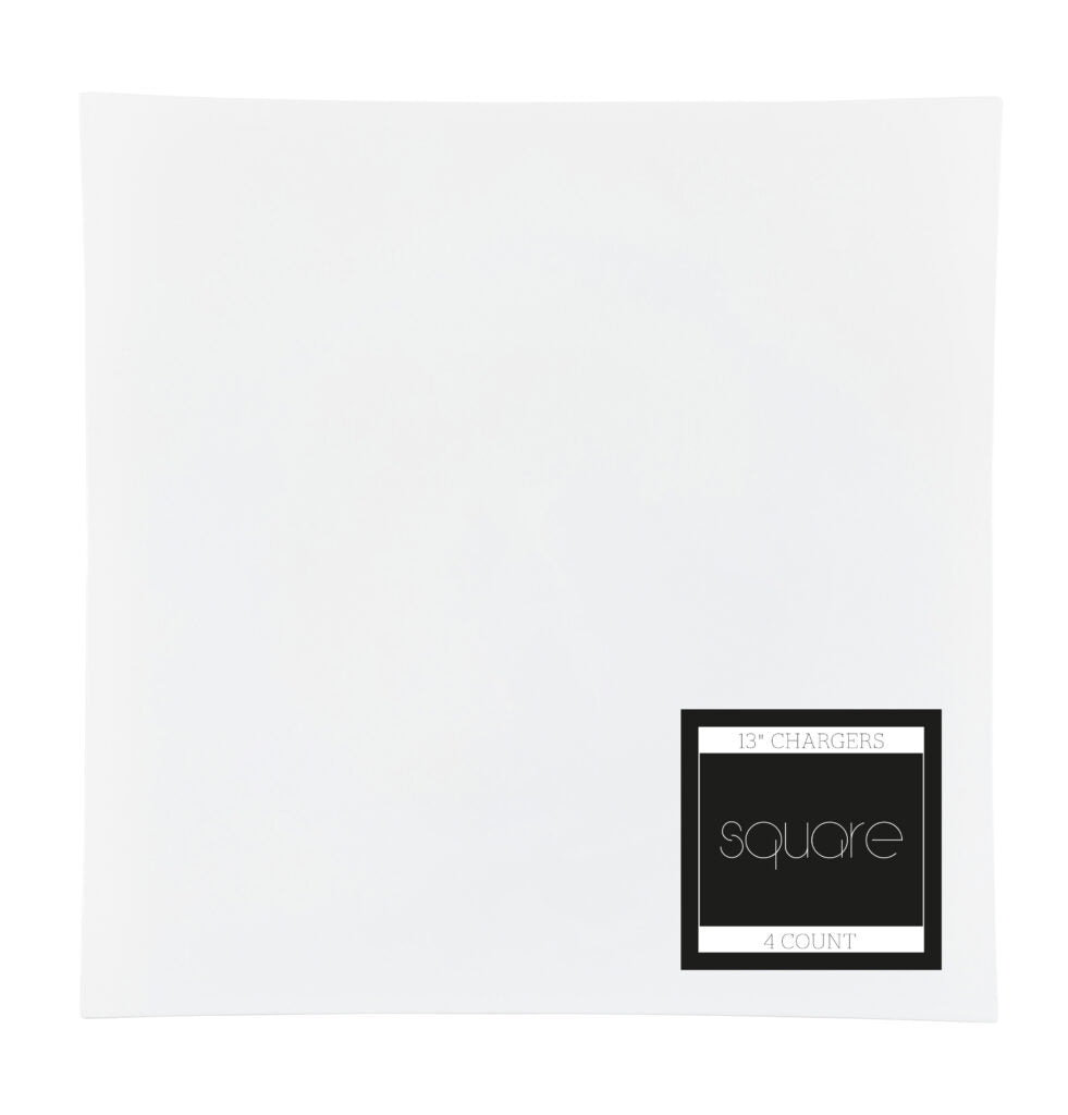 Square Flat Chargers 13" White - 4 Count#Color_White
