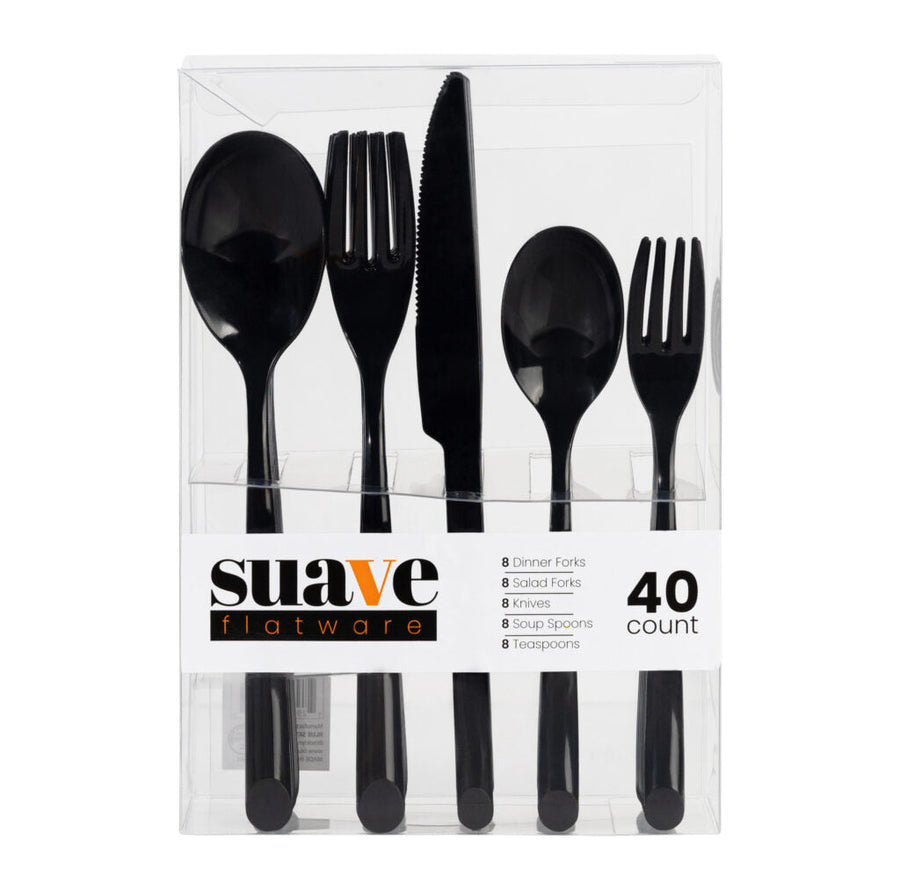 Suave Flatware Black Combo Set - 40 Count