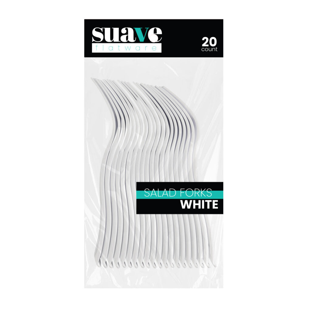 Suave Flatware White Salad Forks - 20 Count#Color_White#Type_Salad Forks - 20 Count