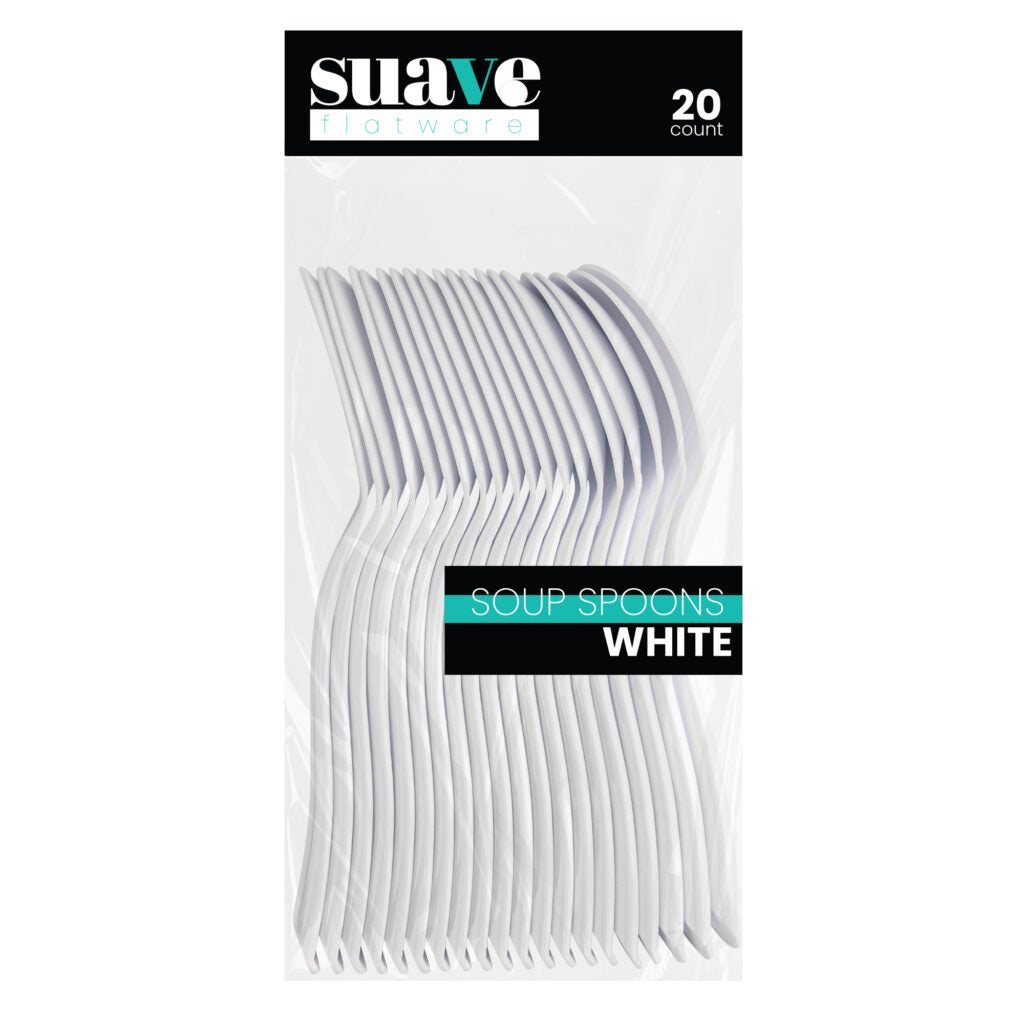 Suave Flatware White Soup Spoons - 20 Count#Color_White#Type_Soup Spoons - 20 Count