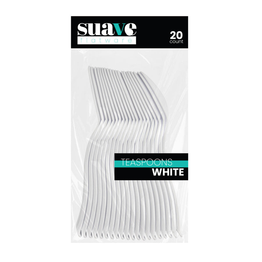 Suave Flatware White Teaspoons - 20 Count
