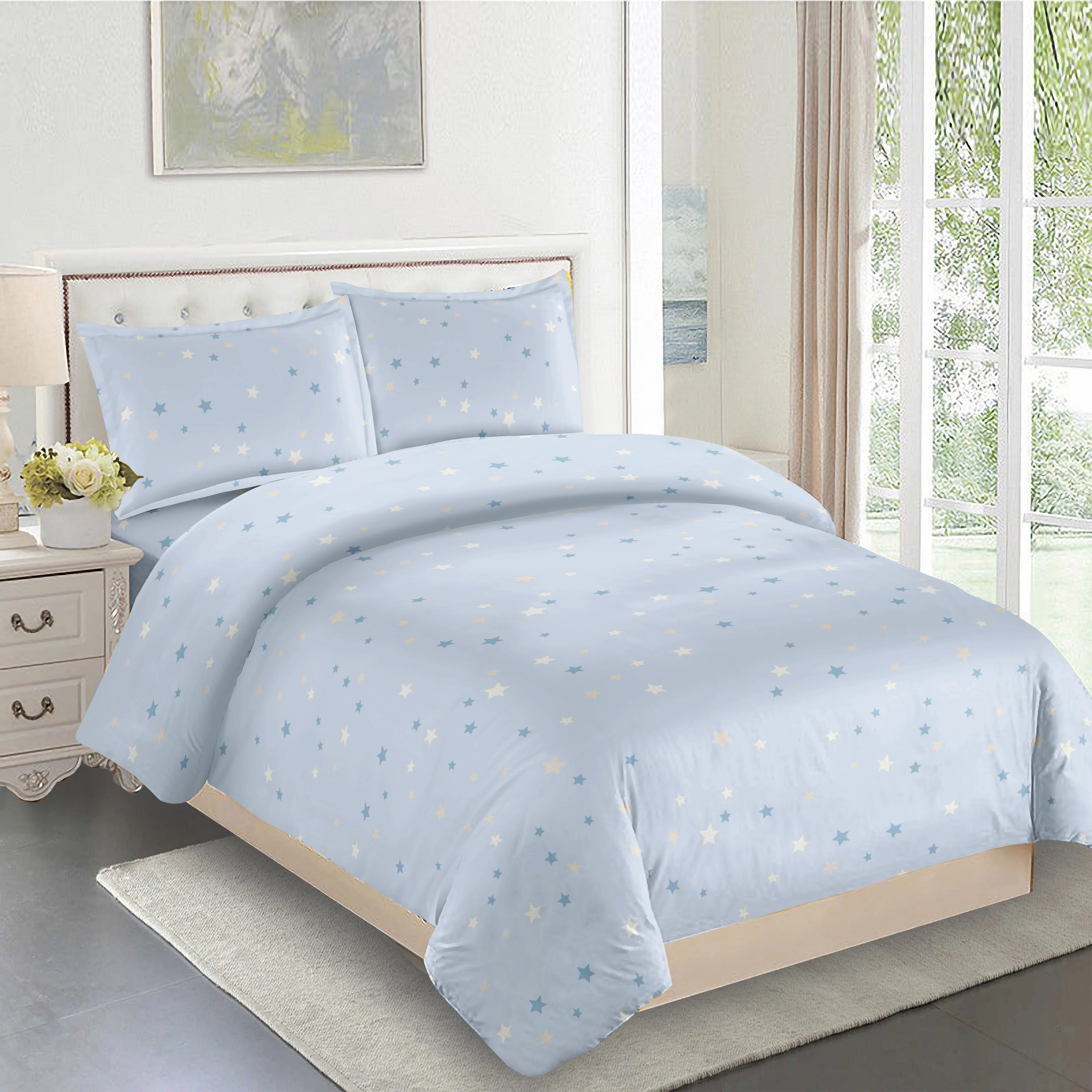 Light Blue Star 6PC Twin Bedding Set