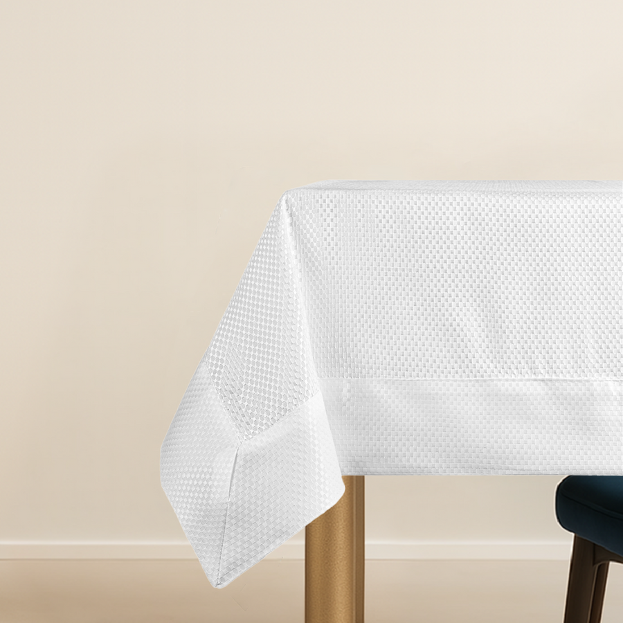 Lucerne White Spill Proof Tablecloth - The Closeout Connection