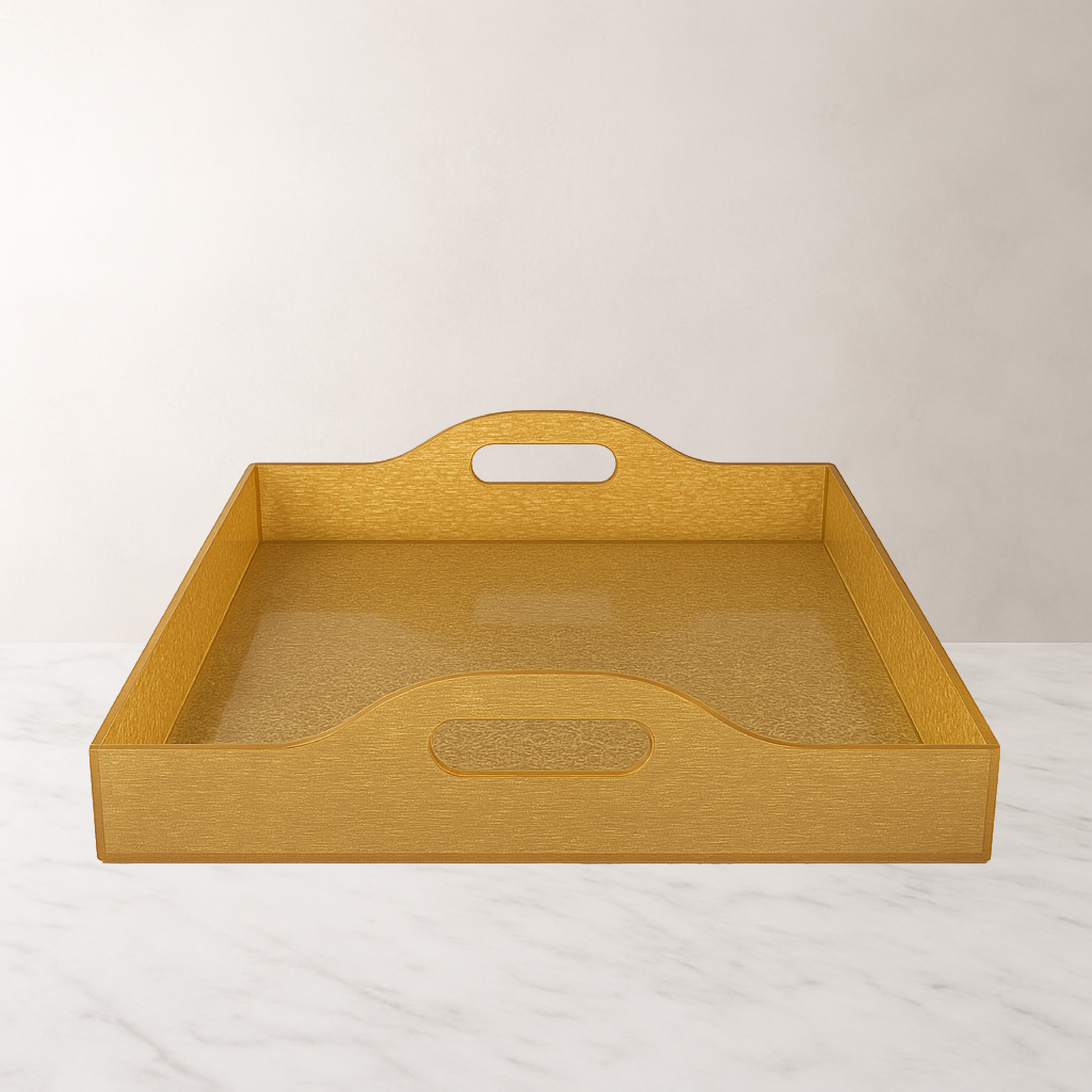 Gold Lucite Tray with Handles